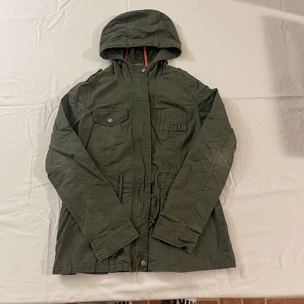 Yoki Outerwear Collection Light Weight Hooded Zip‎ Jacket Olive Size Small